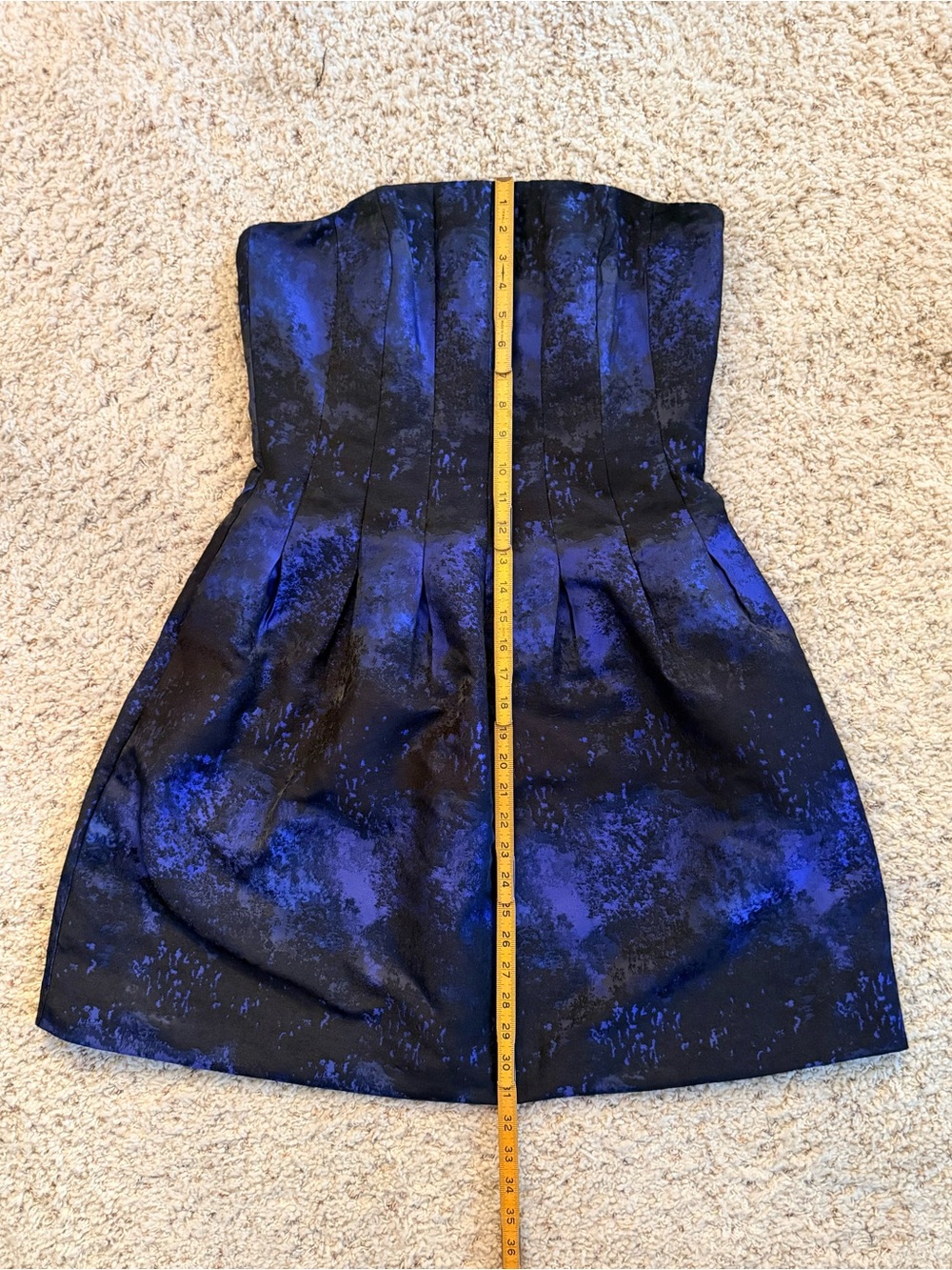 Homecoming H&M Strapless Blue Black Jacquard Cocktail Mini Bubble inspired 12 - Picture 11 of 15